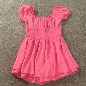 Pink Puff Sleeve Dress/Romper